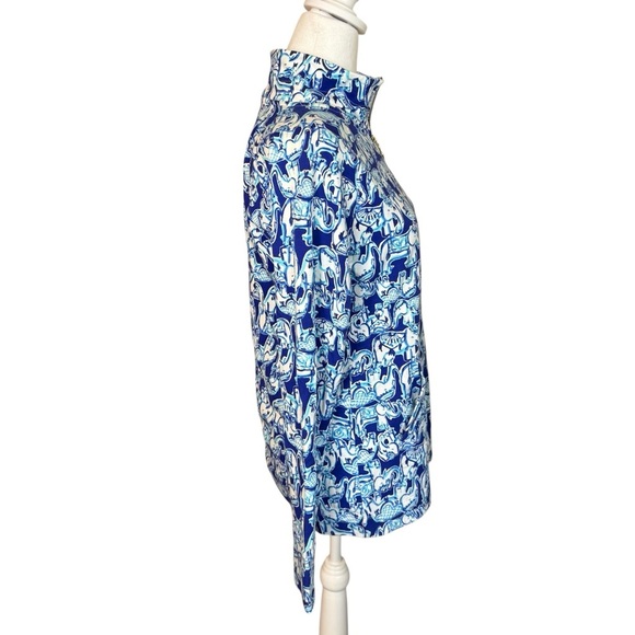 Lilly Pulitzer Skipper Popover Bomber Blue Get Trunky Small Elephant Sporty EUC - Picture 5 of 12
